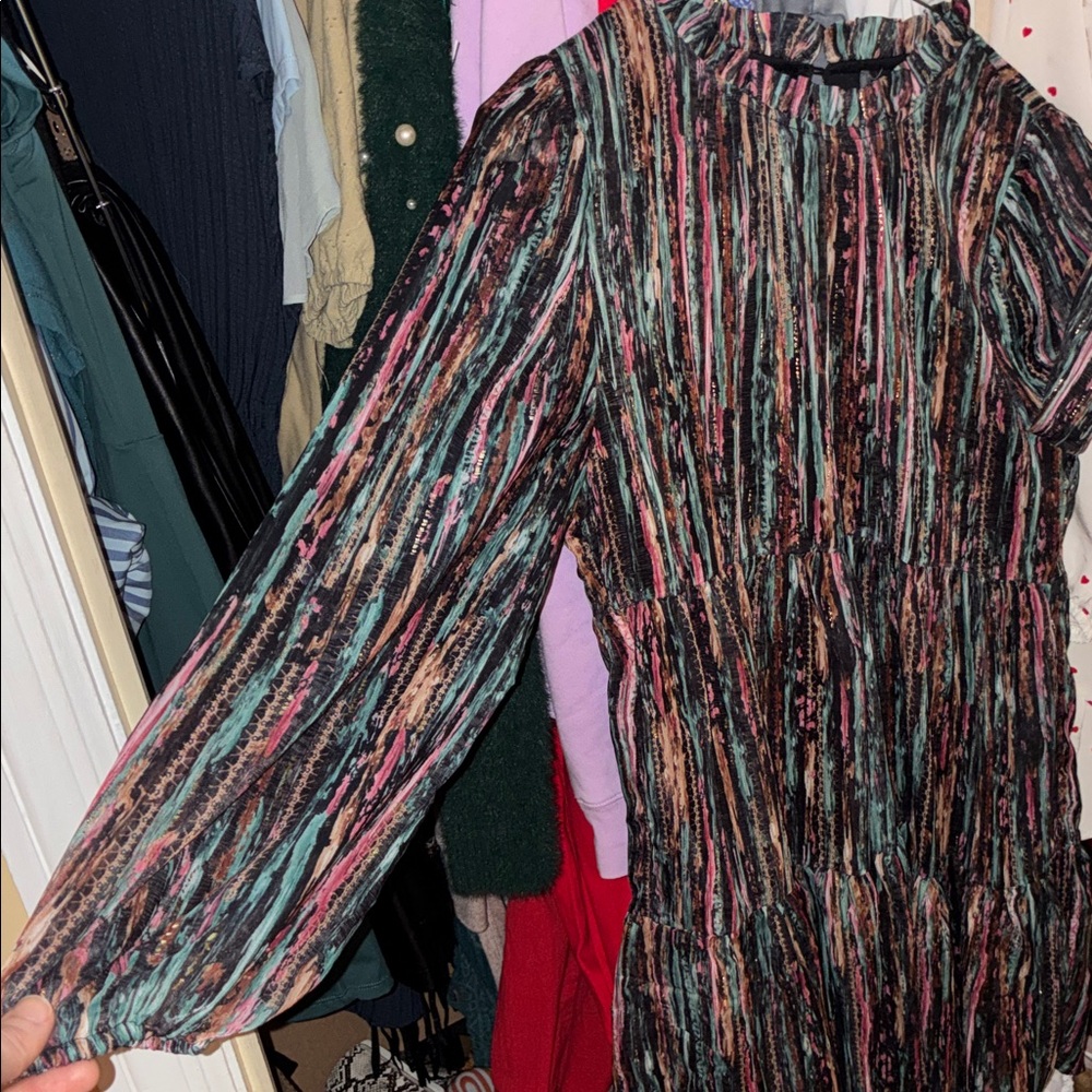 Multicolor Striped Long Sleeve Dress